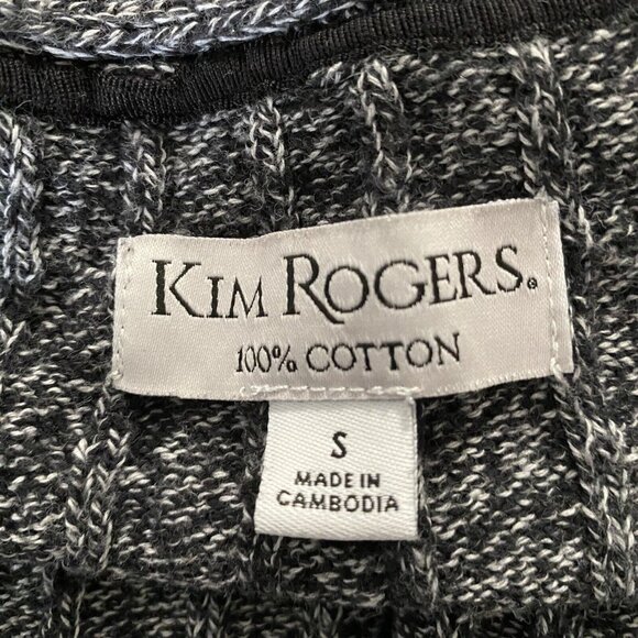 Kim Rogers Cardigan Sweater Women’s Size Small Open Front Black White - Picture 6 of 7